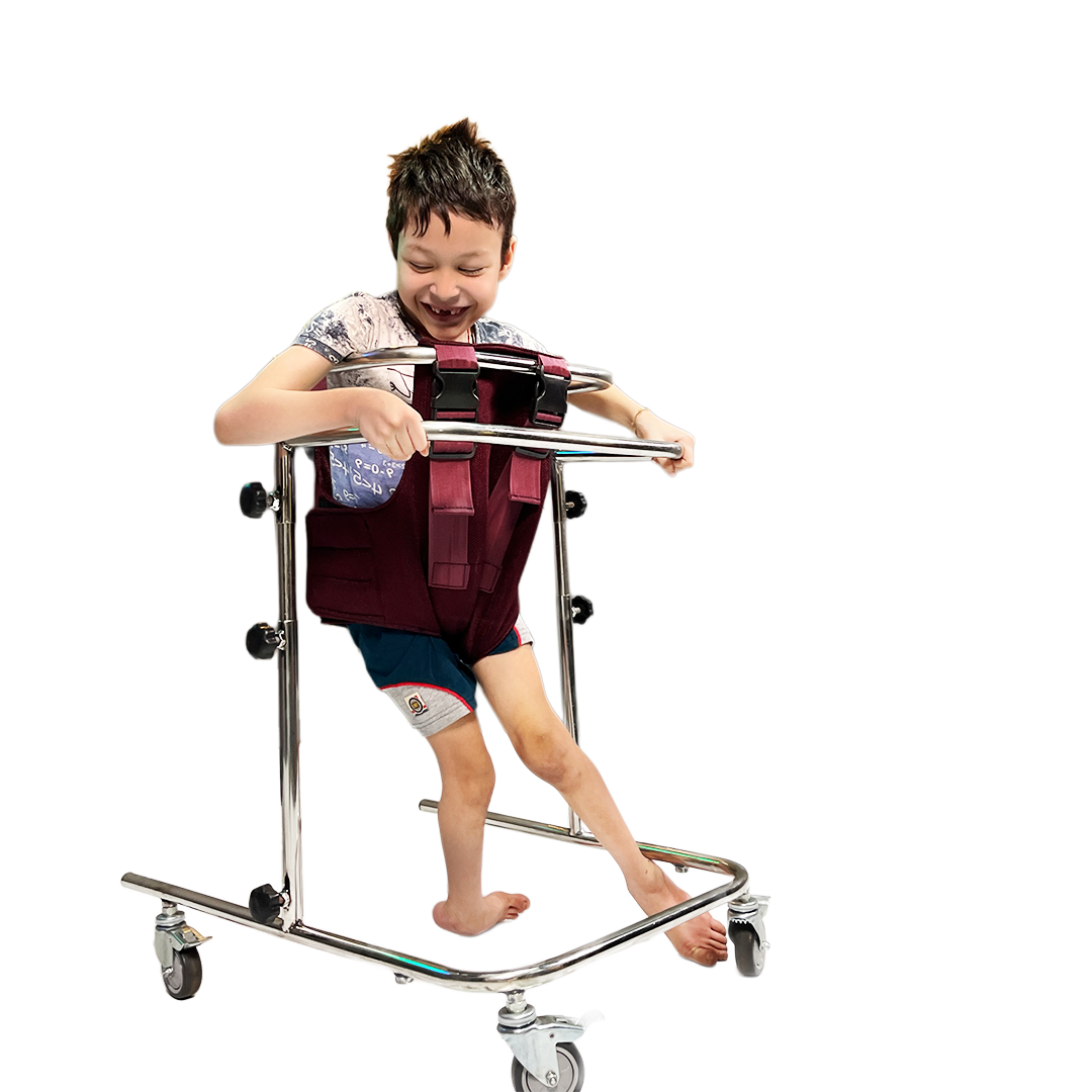 Child walking with a Morecare gait trainer